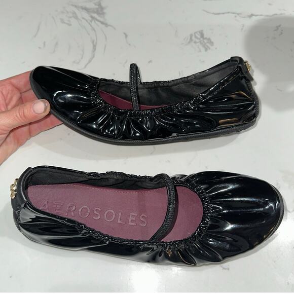 Aerosoles Women's Black Patent Leather Penelope Casual Ballet Flat, Size 7, EUC - Picture 1 of 6